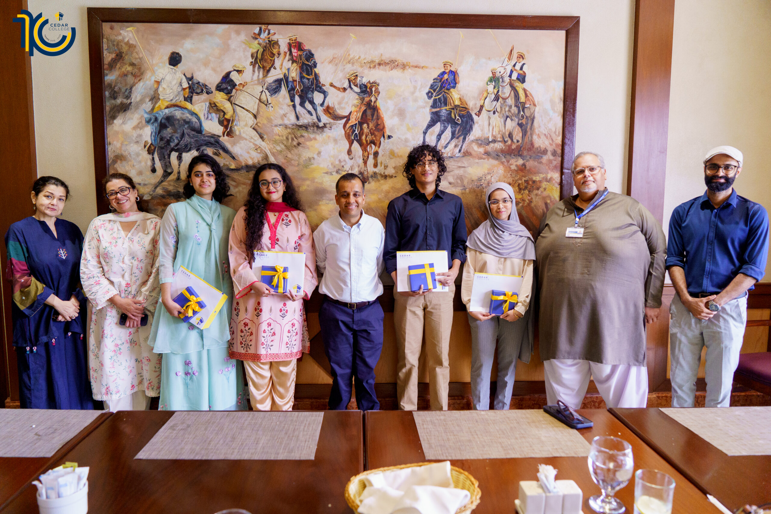 Cedar College Olympiad team with their certificates